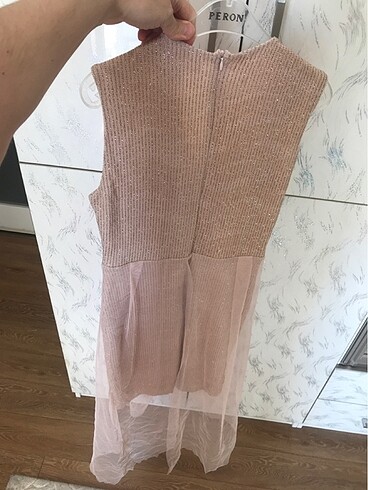 Simli, tüllü, astarlı  çok şık mezuniyet elbisesi - Görsel 5