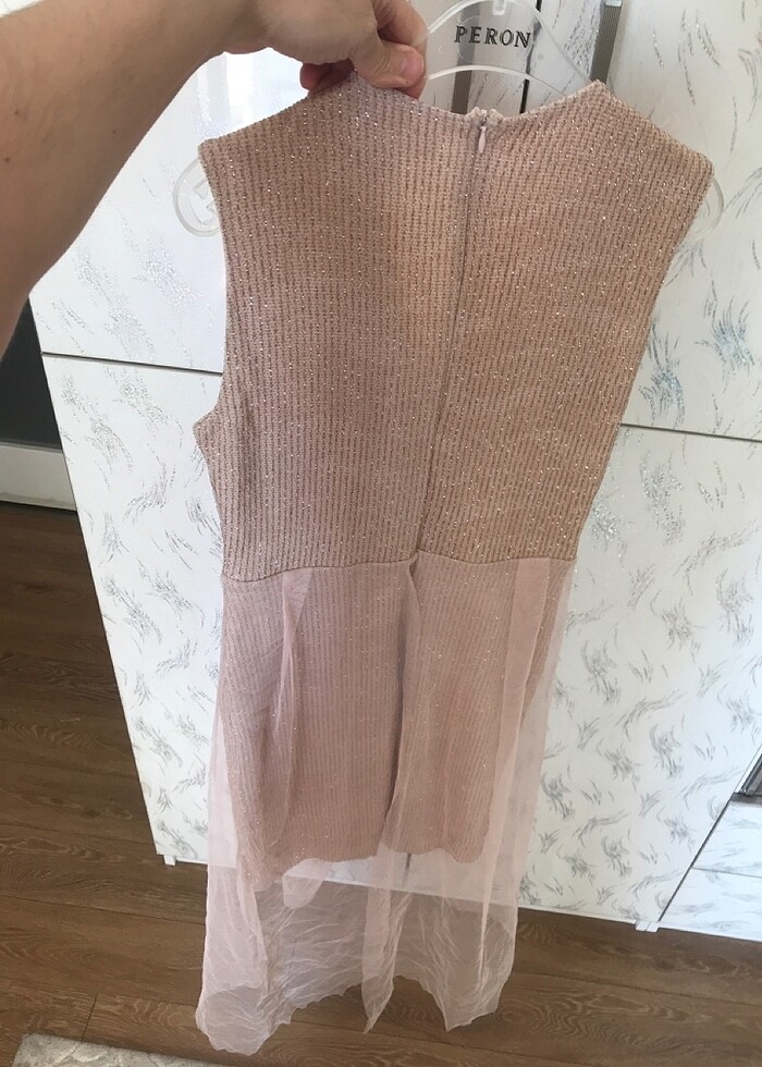 Simli, tüllü, astarlı  çok şık mezuniyet elbisesi - Görsel 5