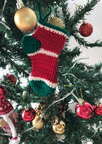 Renkli Örgü Yılbaşı süs Eldiveni - Görsel 3