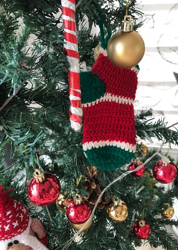 Renkli Örgü Yılbaşı süs Eldiveni - Görsel 2