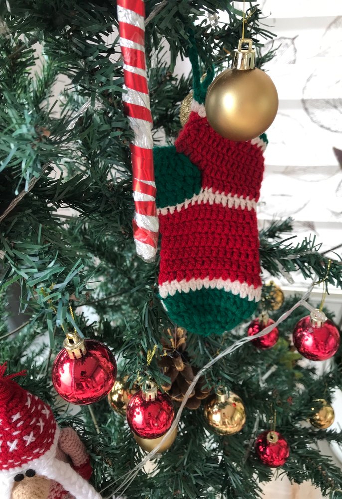 Renkli Örgü Yılbaşı süs Eldiveni - Görsel 2