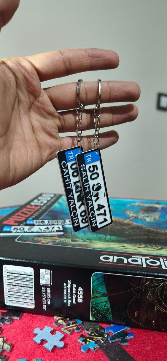 2 Adet İsme Özel Plakalı Anahtarlık - Görsel 2