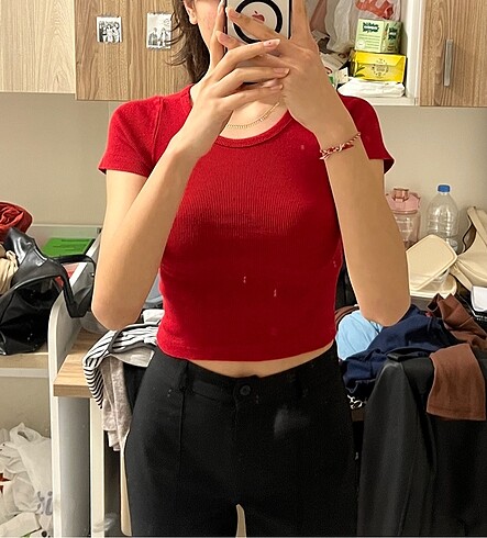 Diğer Kırmızı crop bluz