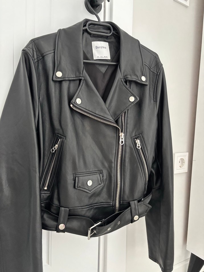 Siyah Deri Biker Ceket - Görsel 2