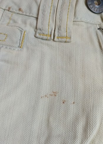 Düğmeli krem beyaz  Mini Denim Şort - Görsel 5