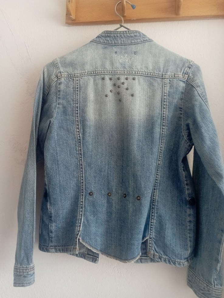 Düğmeli Mavi Kadın Denim Ceket - Görsel 2