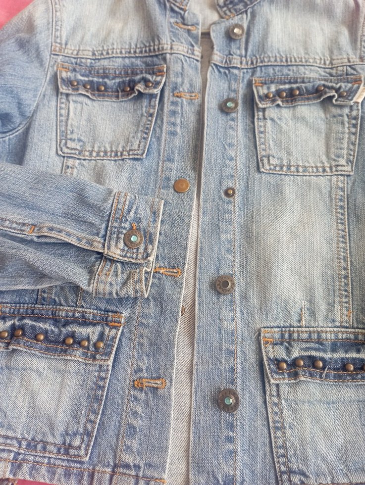 Düğmeli Mavi Kadın Denim Ceket - Görsel 3