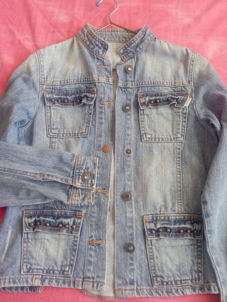 Düğmeli Mavi Kadın Denim Ceket - Görsel 4