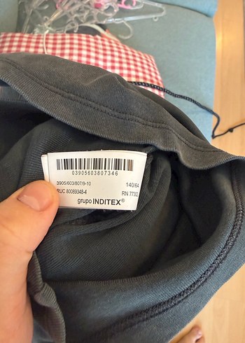 Kızlar için Uzun Kollu Gri Denim Tişört - Görsel 4