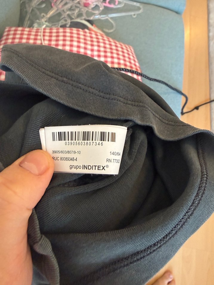 Kızlar için Uzun Kollu Gri Denim Tişört - Görsel 4