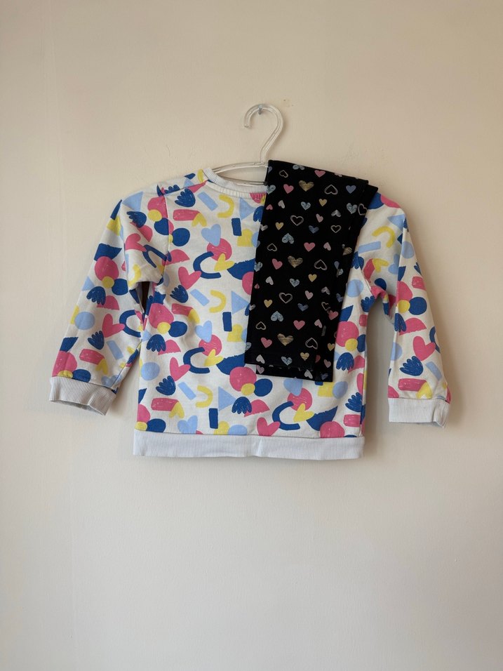 Renkli Baskılı Bebek Kız Uzun Kollu Takım - Görsel 2