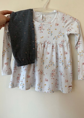 Çiçek Desenli Uzun Kollu Bebek Kız Takımı - Görsel 2