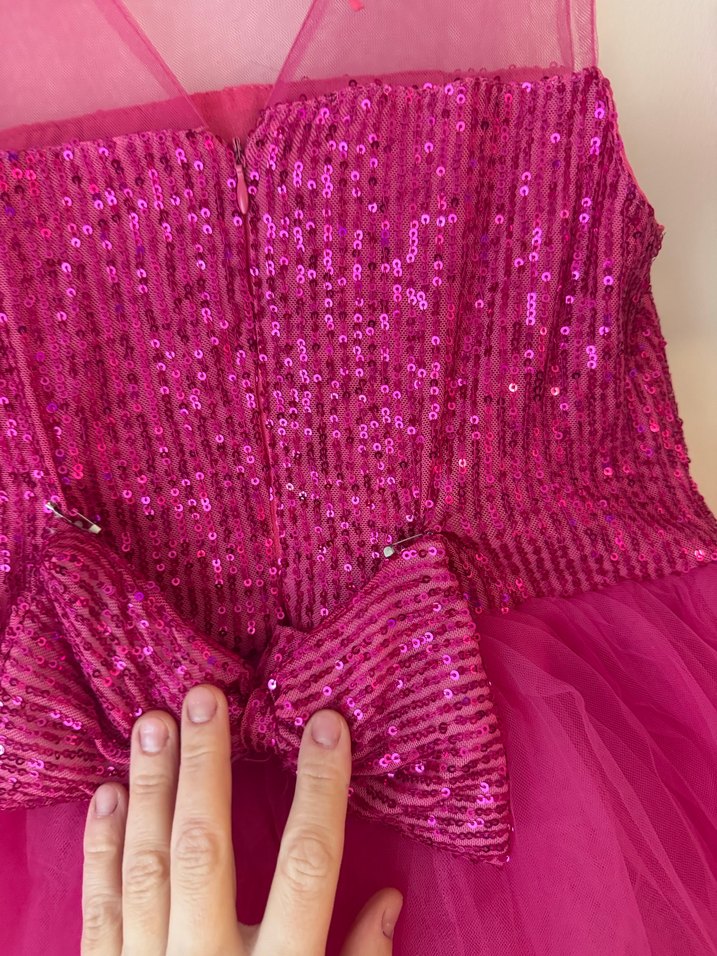 Pembe Fırfırlı Kız Çocuk Abiye Elbise - Görsel 5