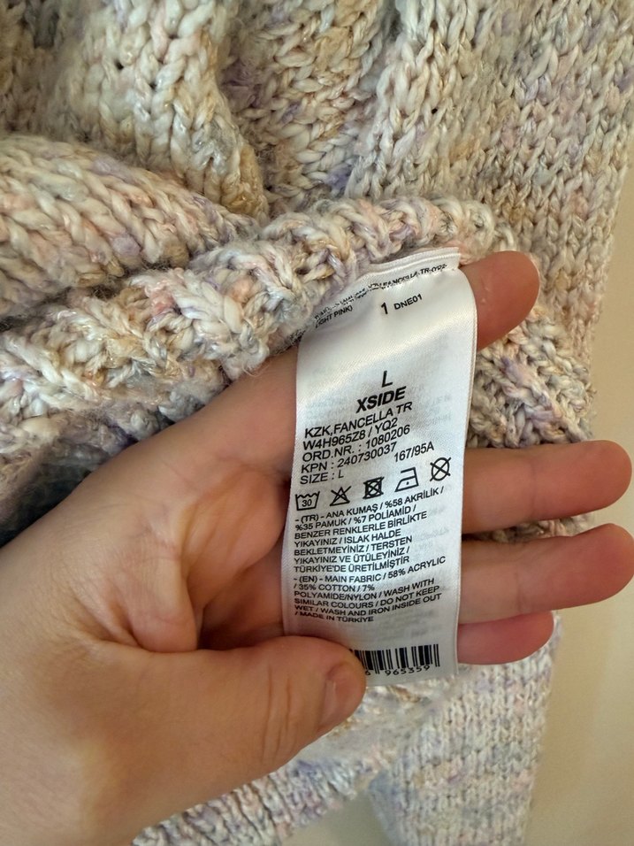 Gri Kadın Triko Kazak, Bisiklet Yaka, Rahat Kesim - Görsel 3