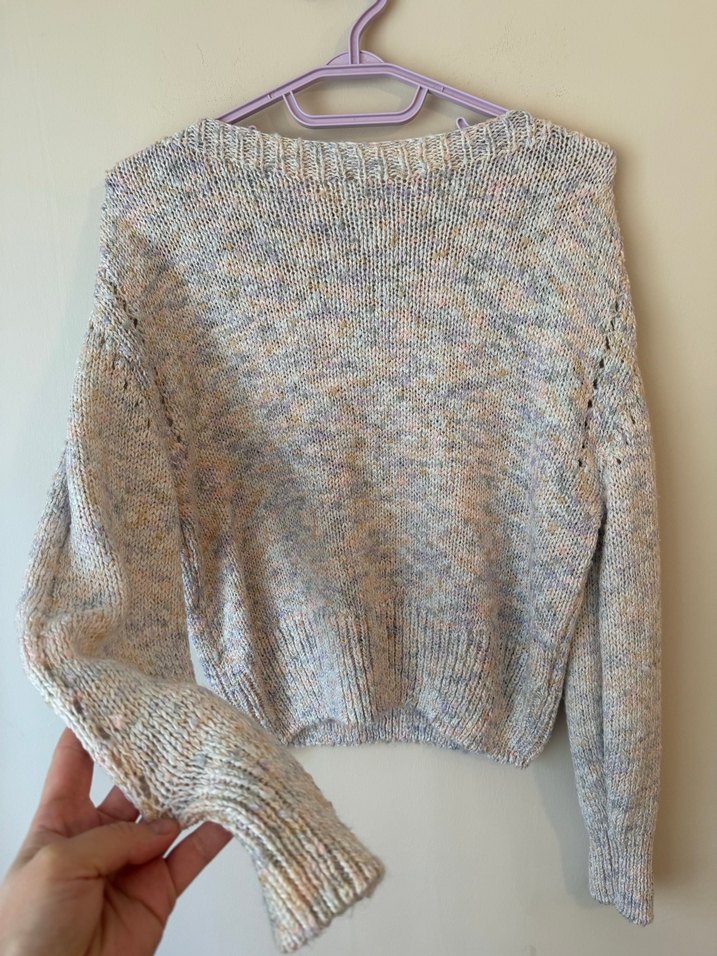 Gri Kadın Triko Kazak, Bisiklet Yaka, Rahat Kesim - Görsel 2