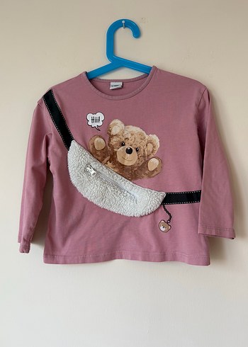 5 Yaş Beden Kız Çocuk Pembe Uzun Kollu Tişört