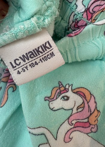 LC Waikiki Kız Çocuk Turkuaz Unicorn Desenli Rahat Pantolon