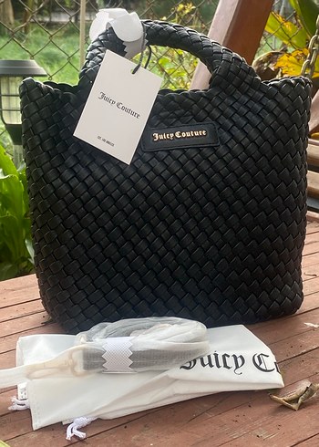 Siyah Örgü Desenli Kadın El Çantası - Görsel 6