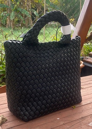 Siyah Örgü Desenli Kadın El Çantası - Görsel 5