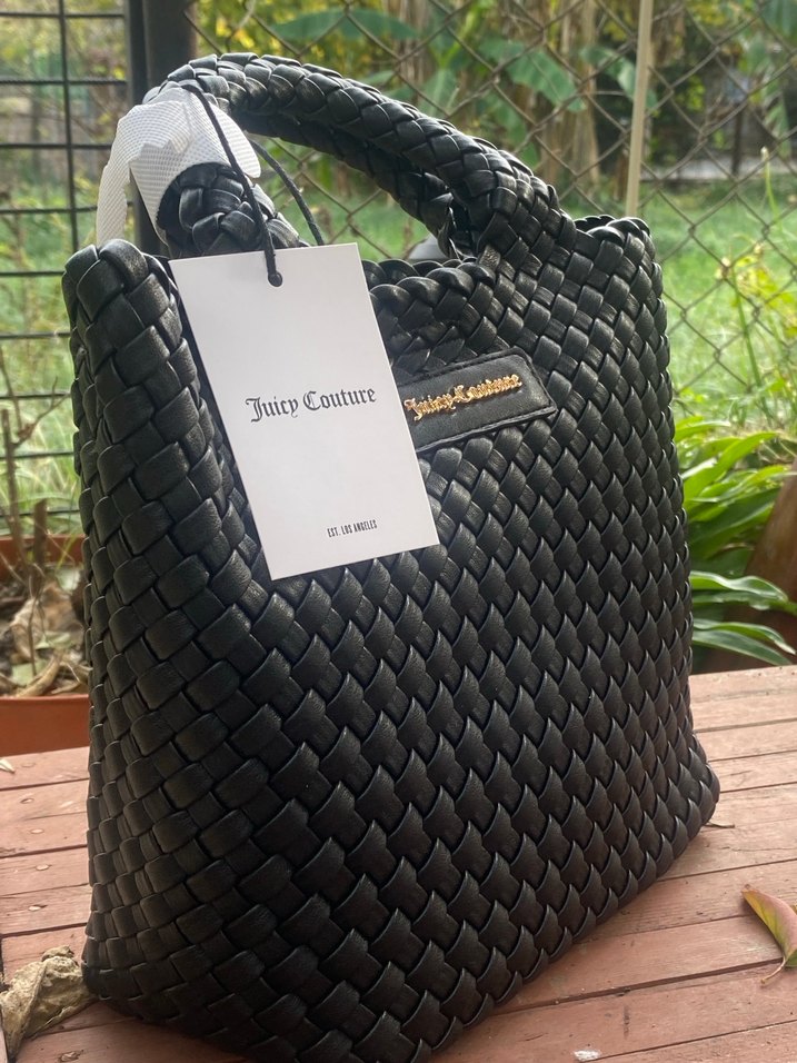 Siyah Örgü Desenli Kadın El Çantası - Görsel 4