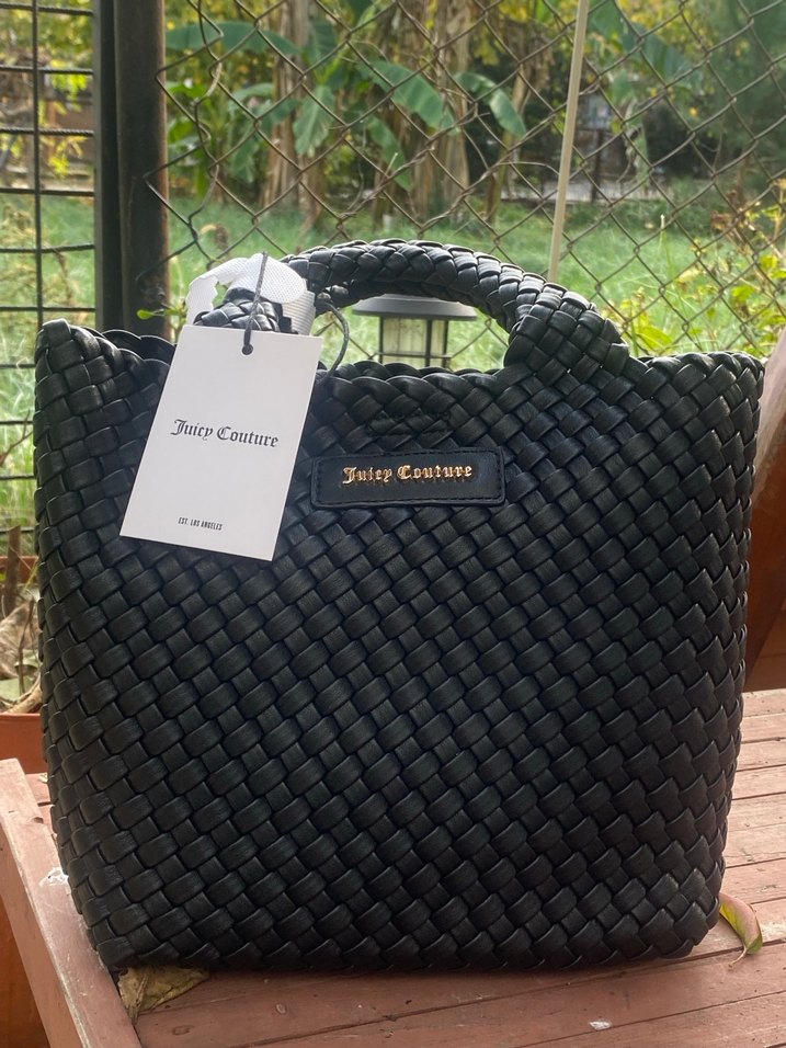 Siyah Örgü Desenli Kadın El Çantası - Görsel 3