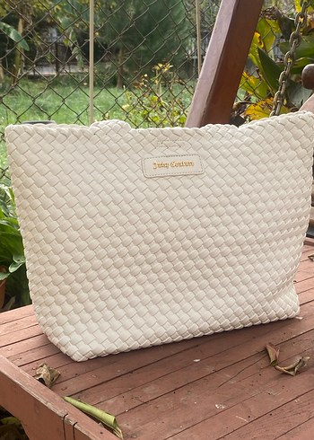 Beyaz Örgü Desenli Kadın Çanta - Görsel 3