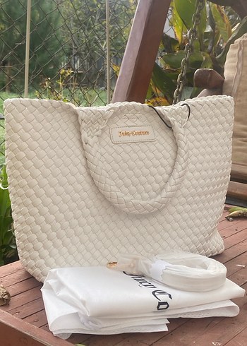 Beyaz Örgü Desenli Kadın Çanta - Görsel 4