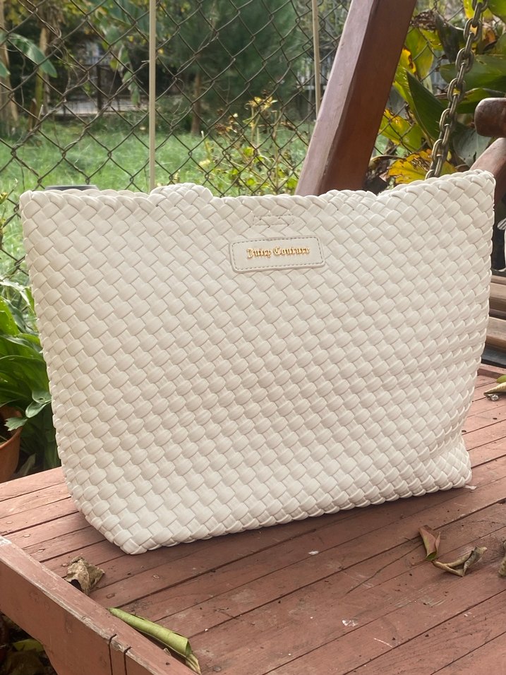 Beyaz Örgü Desenli Kadın Çanta - Görsel 3