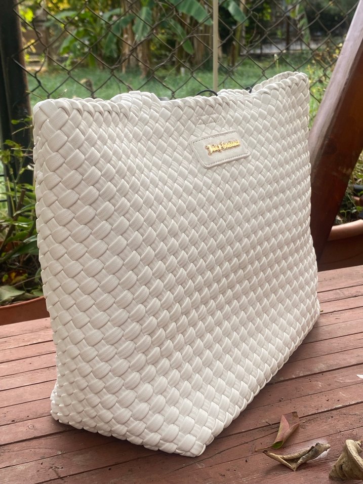 Beyaz Örgü Desenli Kadın Çanta - Görsel 2