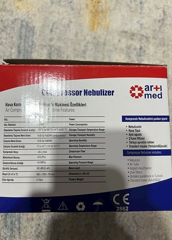 Ar+ Med Kompresörlü Nebulizatör Makinesi Gri - Görsel 3