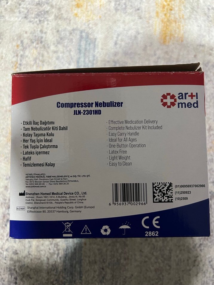 Ar+ Med Kompresörlü Nebulizatör Makinesi Gri - Görsel 2