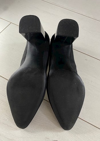 Siyah Süet Tokalı Kalın Topuklu Kadın Stiletto - Görsel 5