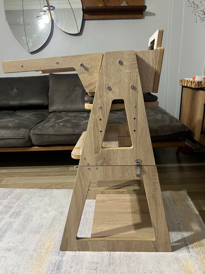 Kahverengi Ahşap Bebek Mama ve çalışma masası - Görsel 2