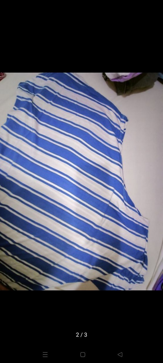 Mavi Çizgili Kayık Yaka bluz - Görsel 2