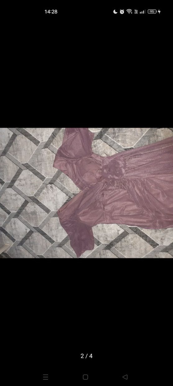 Mor Drapeli Uzun Kadın Elbisesi - Görsel 2