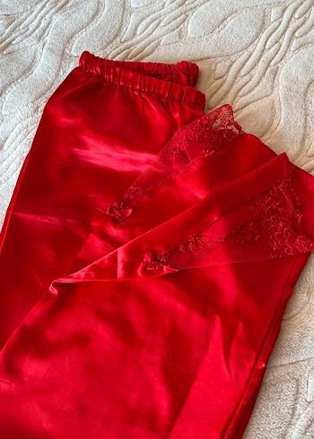 xl Beden kırmızı Renk Kırmızı Parlak Vintage Kadın Pijama Takımı