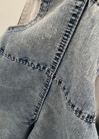 Unisex Çocuk Kot Askılı Tulum - Görsel 3