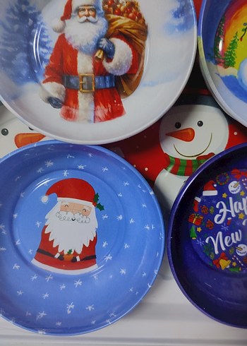 Renkli Yılbaşı Temalı cerezlik metal kase ve tepsi Seti - Görsel 4