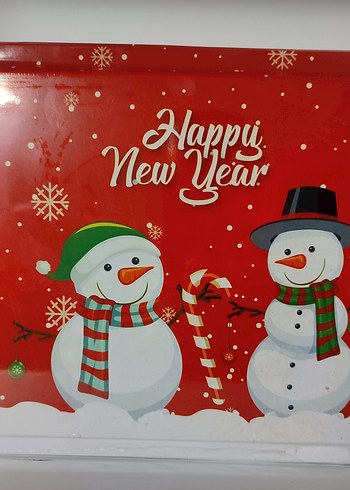 Renkli Yılbaşı Temalı cerezlik metal kase ve tepsi Seti - Görsel 5