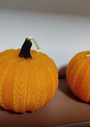 Renkli Turuncu Kabak Mum Seti - Görsel 2