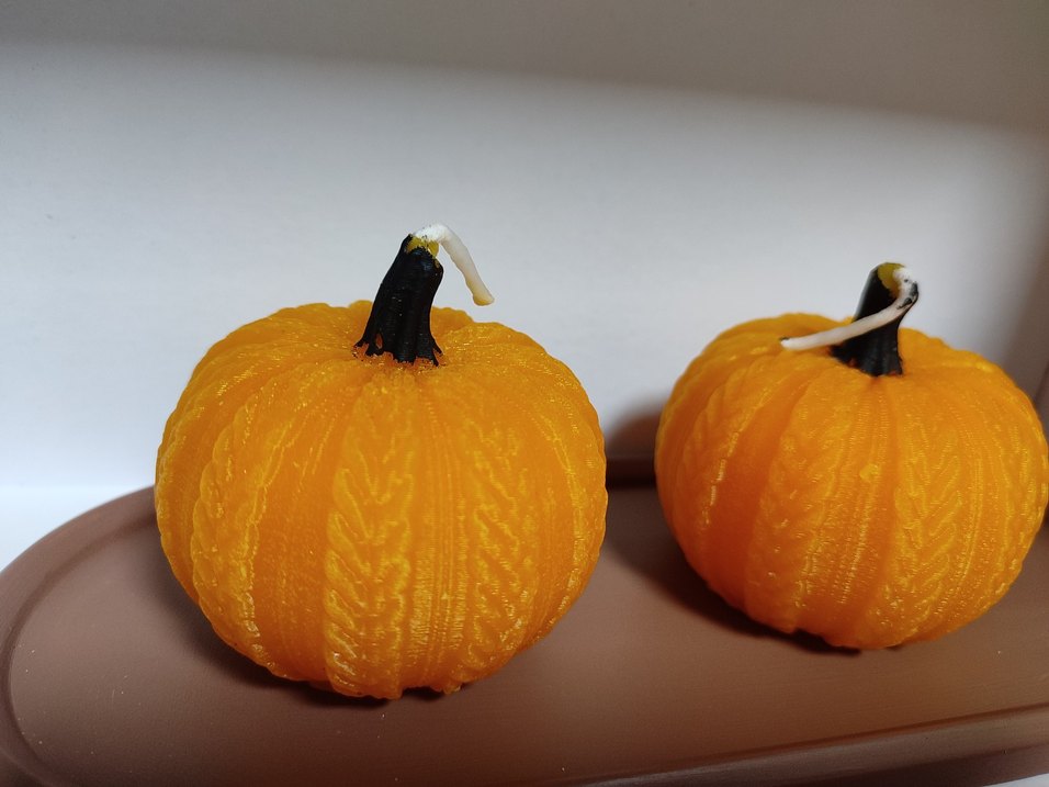 Renkli Turuncu Kabak Mum Seti - Görsel 2