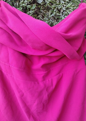 42 Beden pembe Renk spazio marka Pembe Drapeli Askısız Midi Abiye Elbise