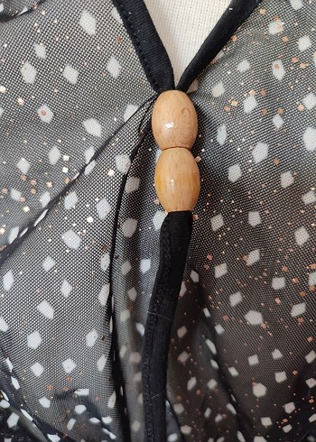 plaj elbisesi V Yaka Puantiyeli Siyah - Görsel 6