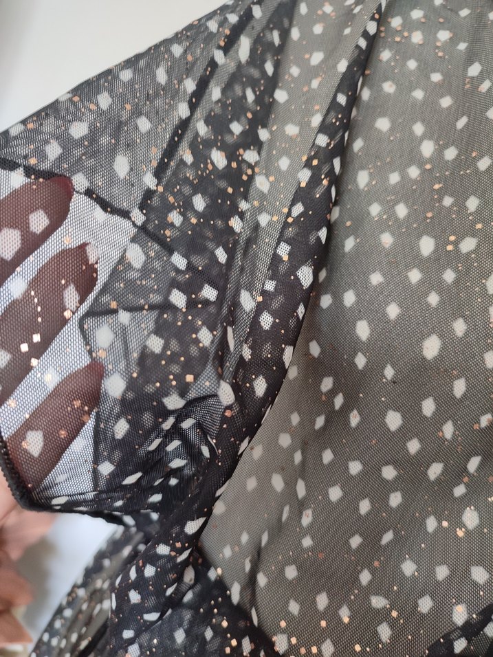 plaj elbisesi V Yaka Puantiyeli Siyah - Görsel 5