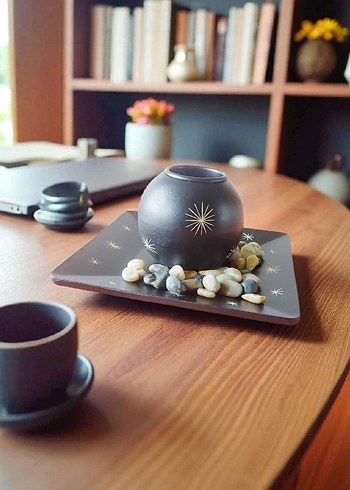 Zara Home Kahverengi Taşlı Mumluk ve Taban