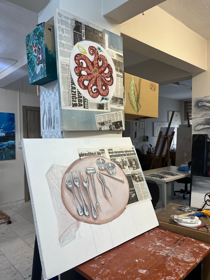 Gri Masa Üstü Tabak ve Çatal Seti tablo - Görsel 2