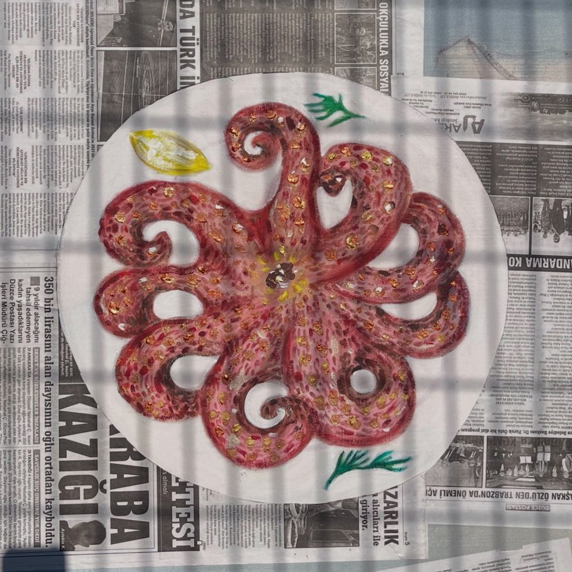 Gazete Temalı Ahtapot Tasarımlı tablo - Görsel 2