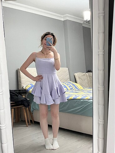 lila mini elbise