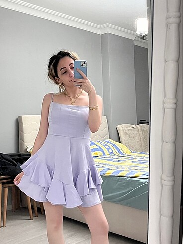 Diğer lila mini elbise
