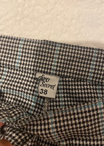 38 Beden Düğmeli Ekose Kadın Kumaş Pantolon
